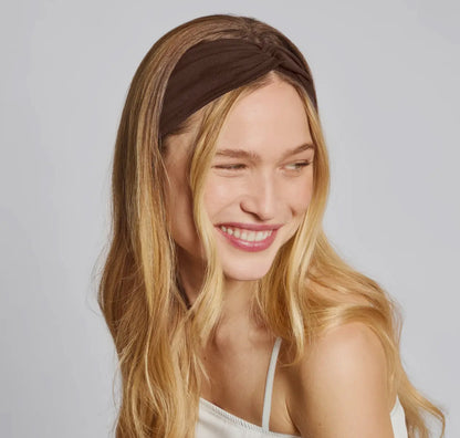 Recycled Fabric Wide Twist Headbands-rosewood