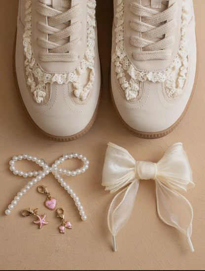 April Cream Lace Trimmed Sneaker