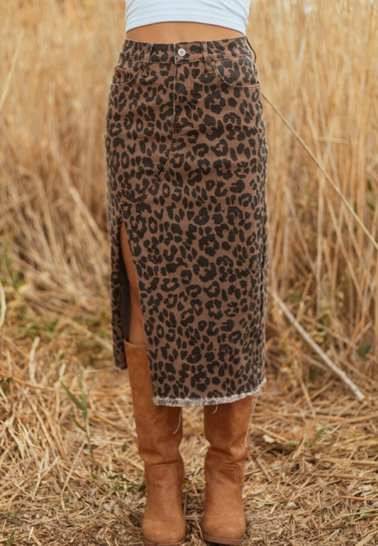 Leopard Midi Skirt