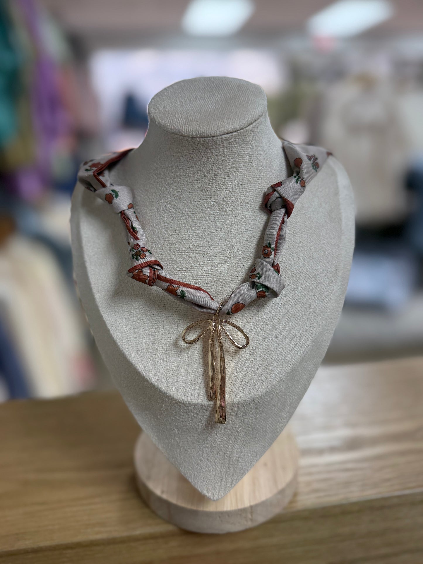 Handmade Scarf Necklace- Bow