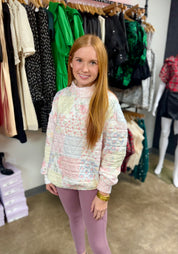 Pink Quilt Mock Neck Sweater