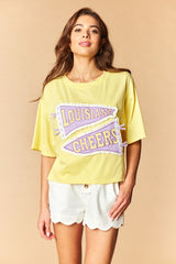 Louisiana Cheers Lace Trim Tee