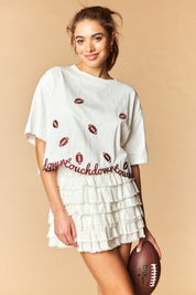 Touchdown Embroidery Cropped Tee