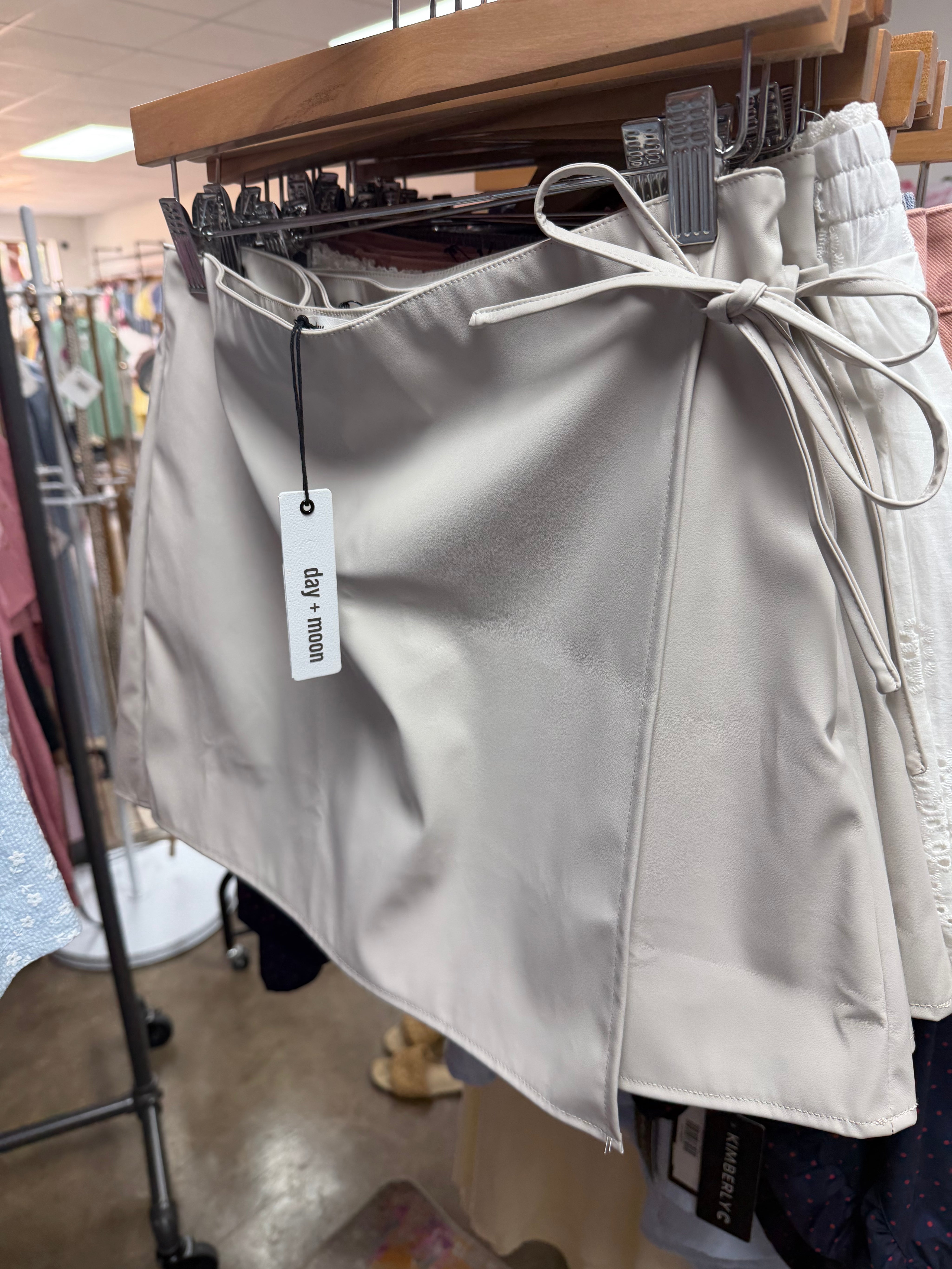 Faux Leather Side-Tie Skort