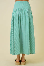 Gingham Flared Maxi Skirt