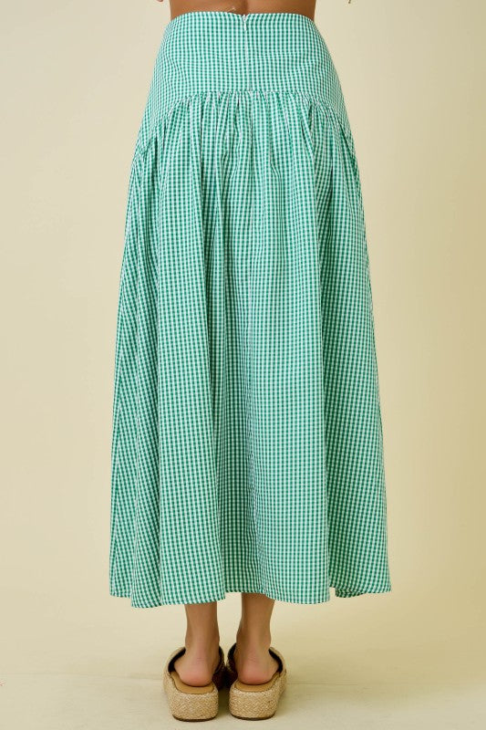 Gingham Flared Maxi Skirt