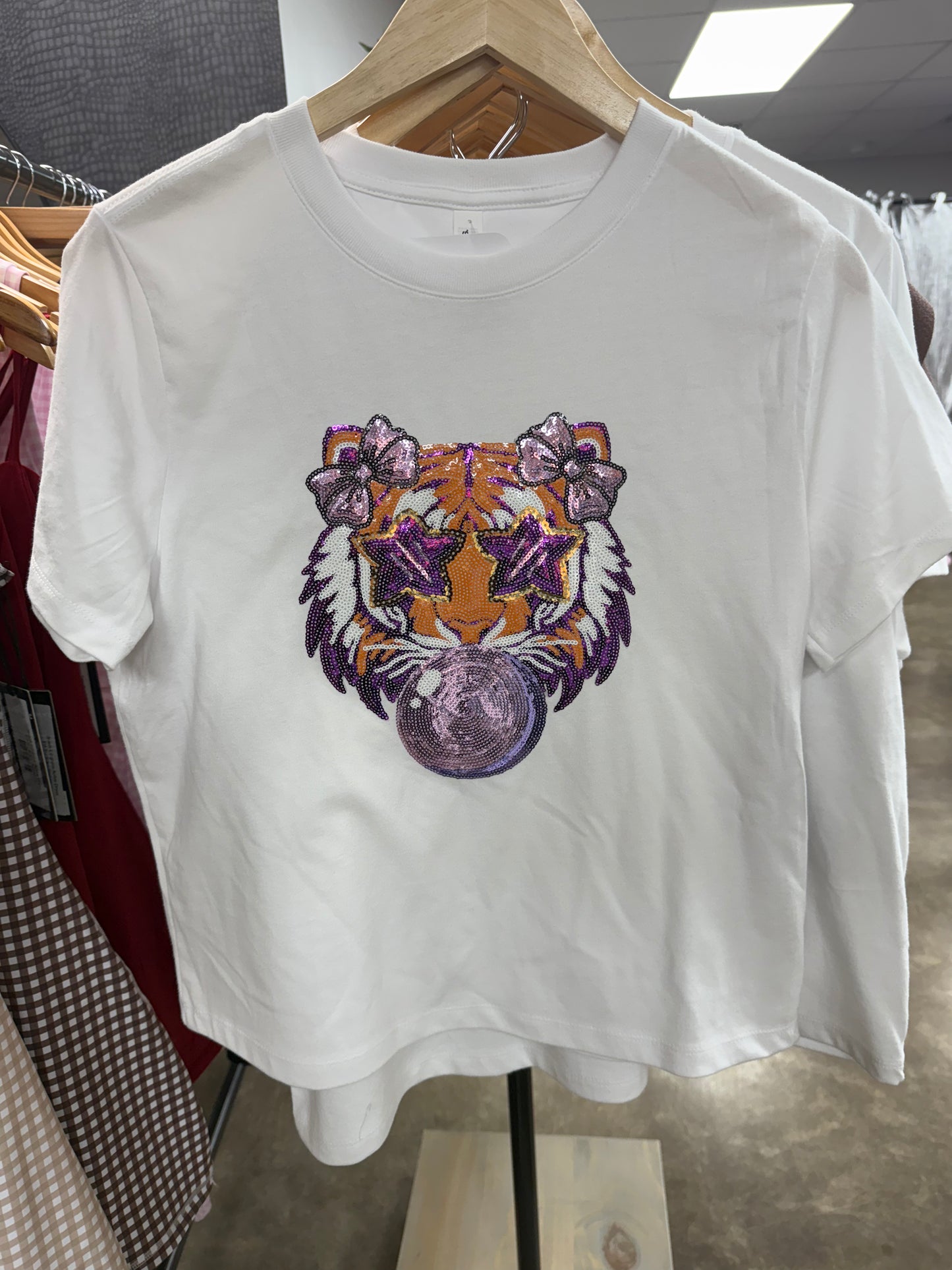 Sequin Tiger Cropped T-Shirt