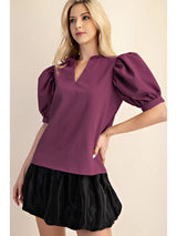 Puff Sleeve Ruffle Top