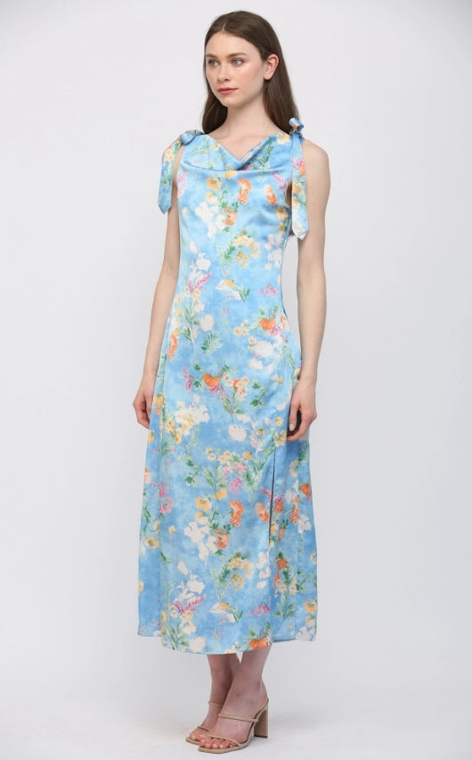 Floral Cowl Neckline Dress