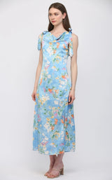Floral Cowl Neckline Dress