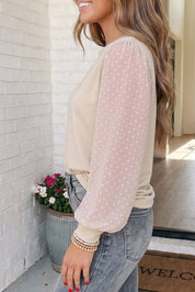 Polka Dot Bubble Sleeve Plus Size Blouse