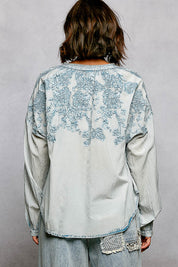 Embroidered Denim Top