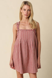 Ruby Gingham Babydoll Mini Dress