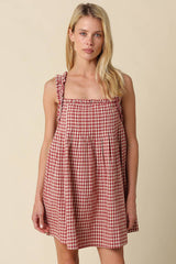 Ruby Gingham Babydoll Mini Dress