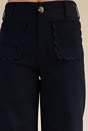 Colette Wide Leg Scallop Pocket Pants