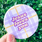 Jesus Loves You - Purple & Yellow - Game Day Button