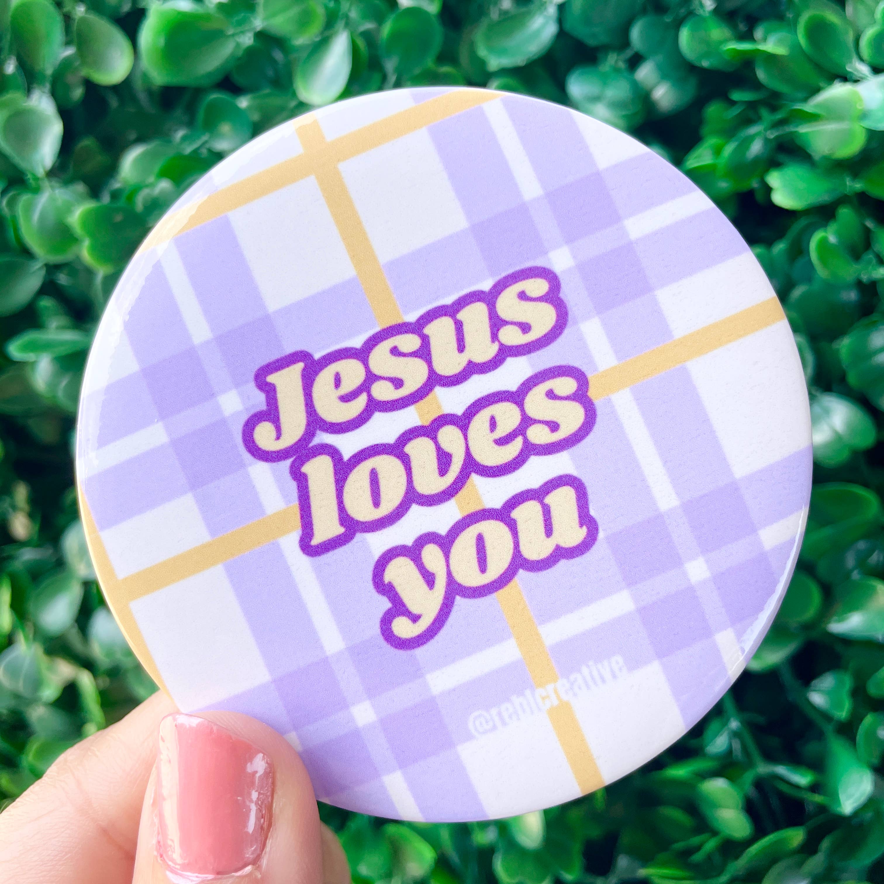 Jesus Loves You - Purple & Yellow - Game Day Button