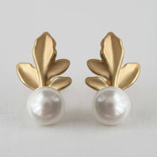 Leaf Pearl Drop Earrings