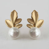 Leaf Pearl Drop Earrings