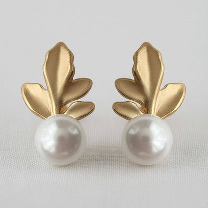 Leaf Pearl Drop Earrings