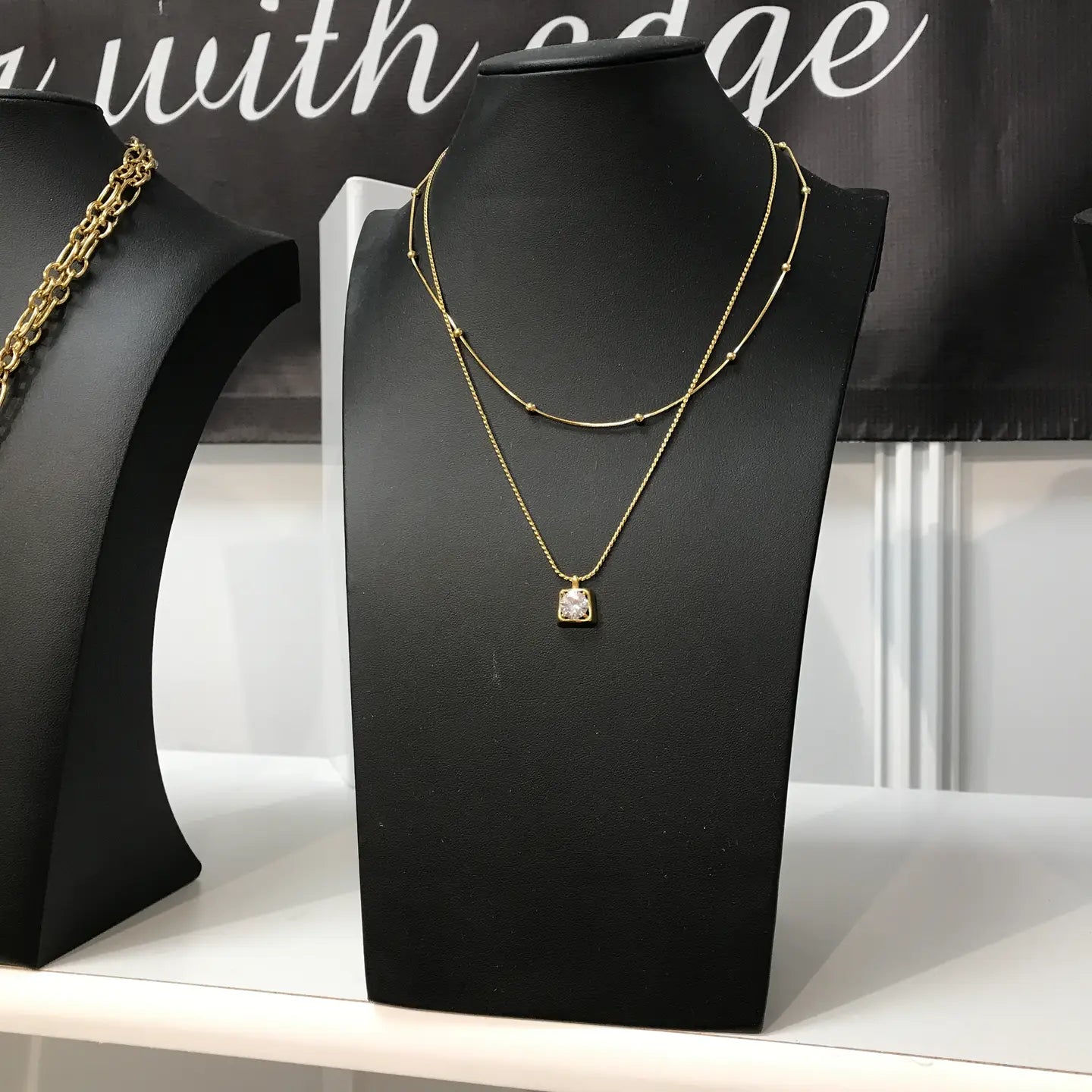 Daphne Double Strand Square CZ Necklace