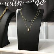 Daphne Double Strand Square CZ Necklace