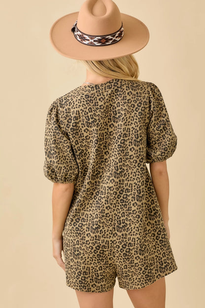 Leopard Denim Romper