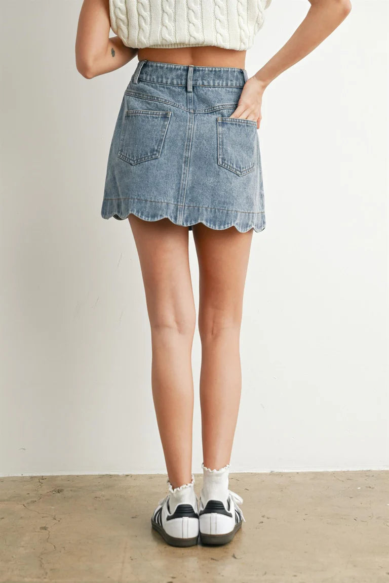 Kora Scallop Denim Skirt