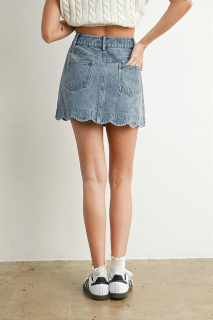 Kora Scallop Denim Skirt