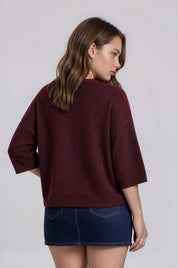 PLUS HEATHERED CREW NECK BOXY PULLOVER