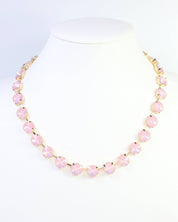 Roxanne Rhinestone Necklace Pink Opal
