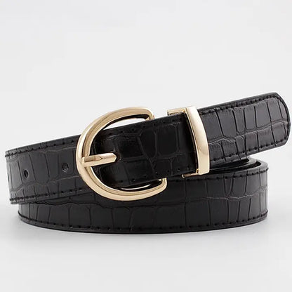 Round Buckle Leather Belt