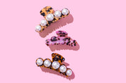 Claw Hair Clip - Large - Blonde + Black Tortoise w/ Pearls
