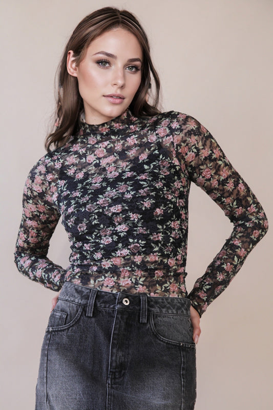 Floral Sheer Lace Top