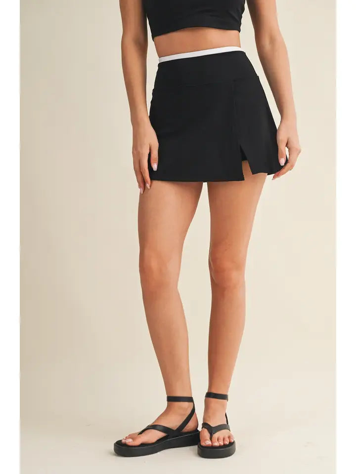 Contrast Skort with Slit