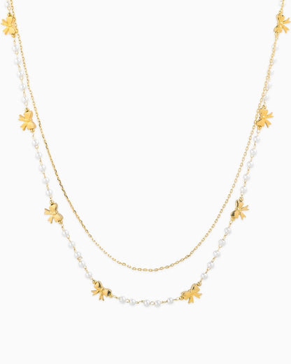 Pearl Layered Bow Necklace