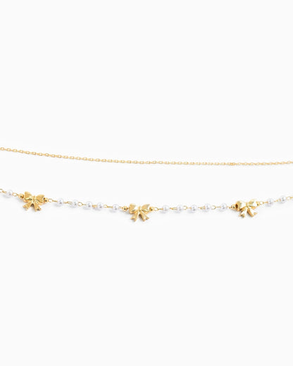 Pearl Layered Bow Necklace