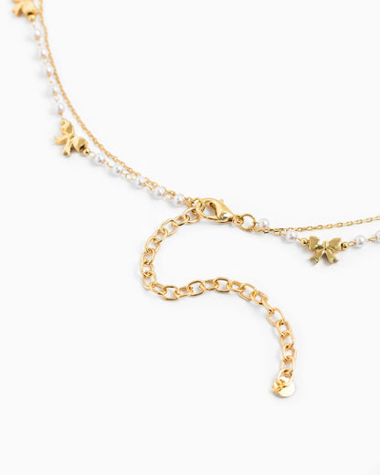 Pearl Layered Bow Necklace