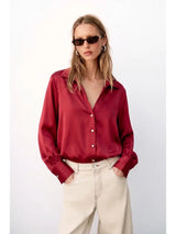 Button Down V-Collar Neck