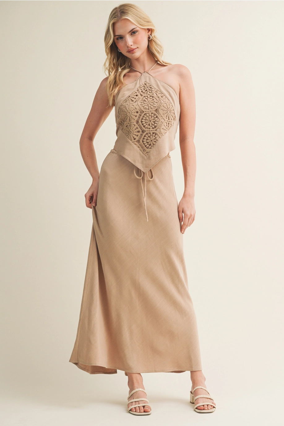 Millie Drawstring Skirt - Taupe