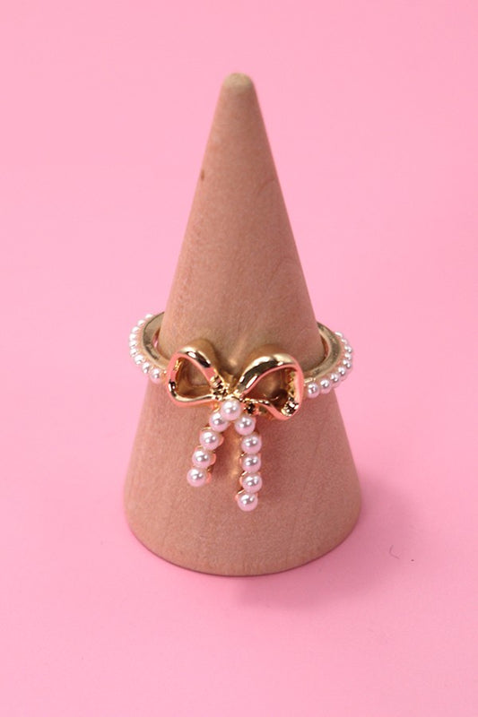 Pearl Bow Ribbon Ring