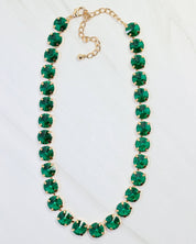 Harper Medium Rhinestone Necklace Green