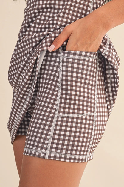 Brown Gingham Active Dress