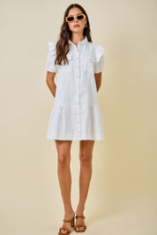 Denim Ruffle Sleeve Dress