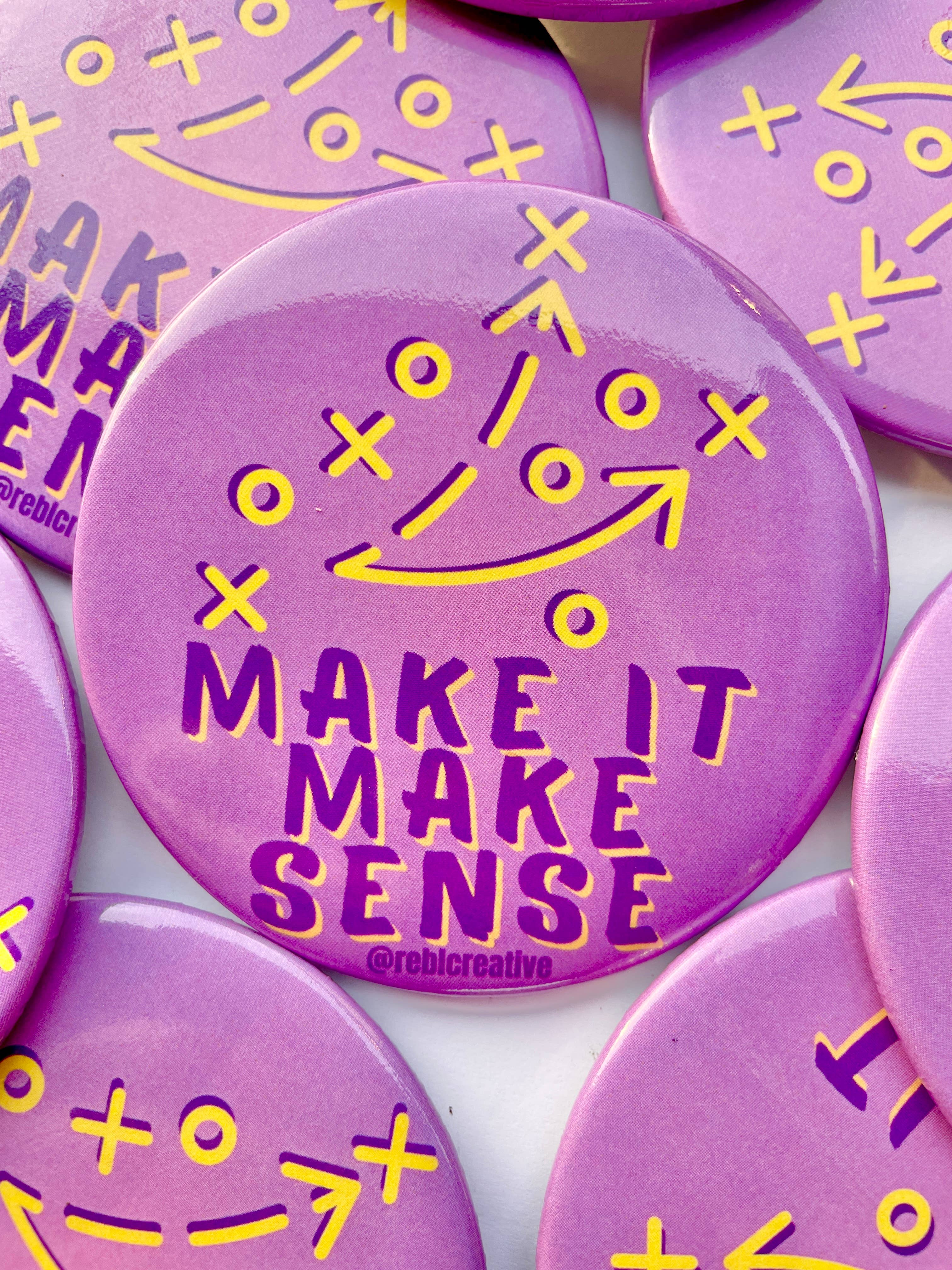 Make it Make Sense - Purple & Yellow - Game Day Button