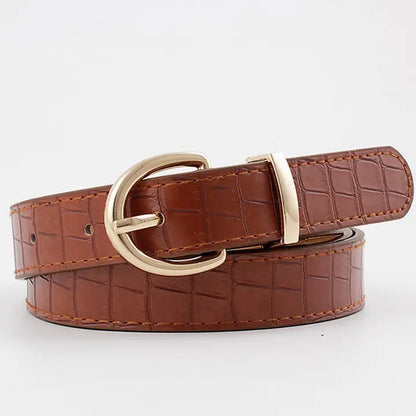 Round Buckle Leather Belt