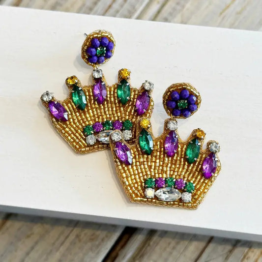 Mardi Gras Crown Earring