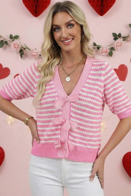 Striped Knit Bow Sweater
