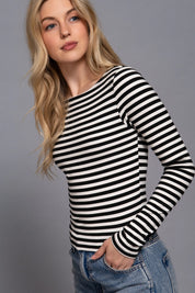 Boat Neck Striped Top