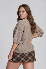 PLUS HEATHERED CREW NECK BOXY PULLOVER
